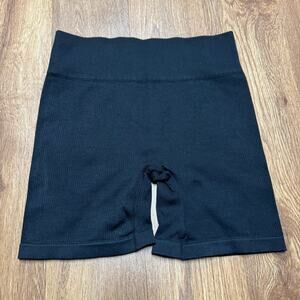 Phat Buddha Womens Black Biker Ribbed Shorts Size Medium/Large 7" Inseam